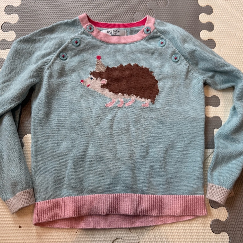 Baby Boden Birthday Porcupine light sweater 18-24m